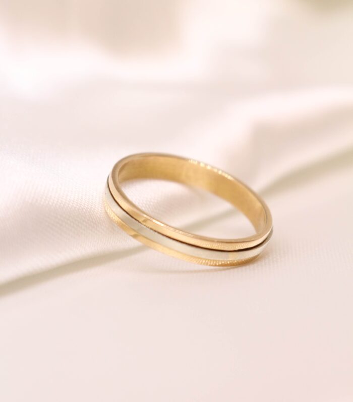 Alianza Cinta Combinada Oro Blanco y Amarillo