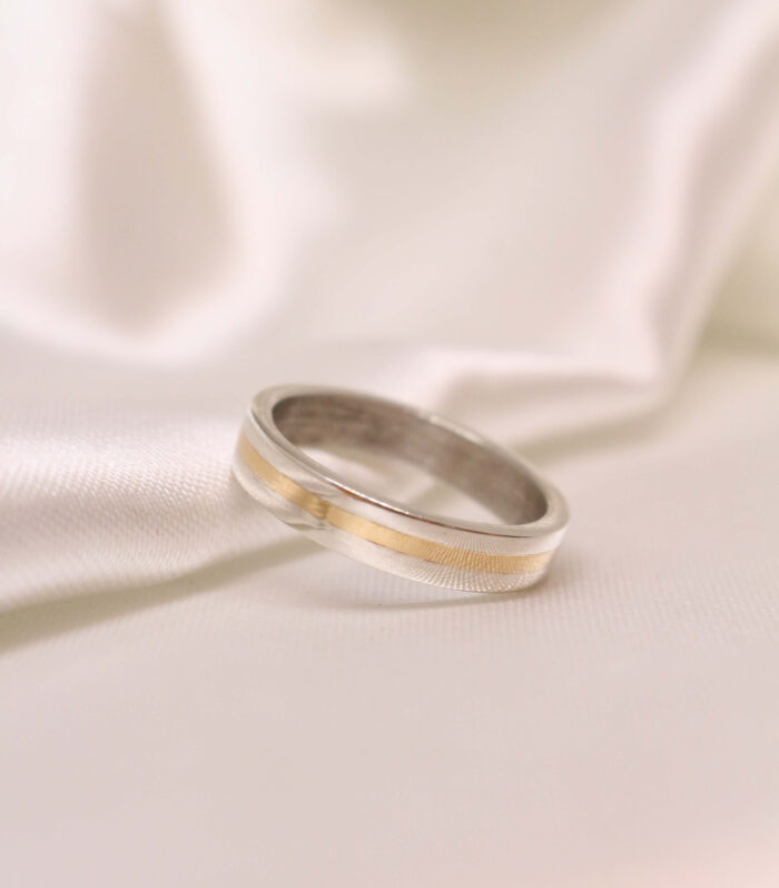 Alianza Cinta de Plata y Oro 18kts