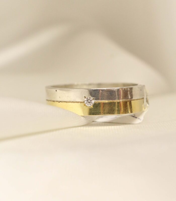 Alianza Cinta Combinada de Plata y Duble