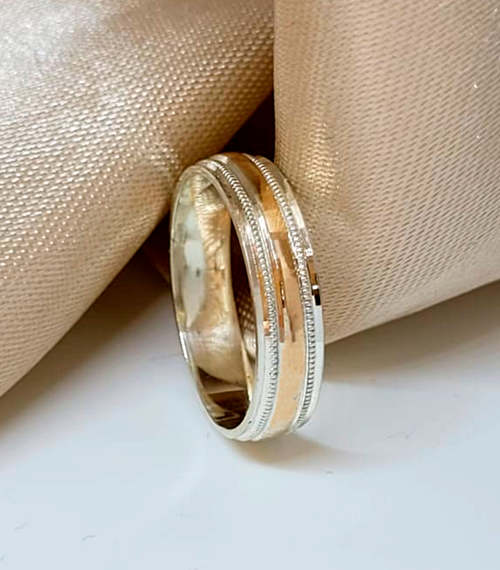 Alianza Punteada de Plata y Oro 14kts